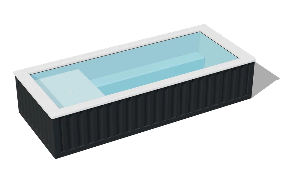 Illustrative render of a ReadyPool with Charcoal exterior paint