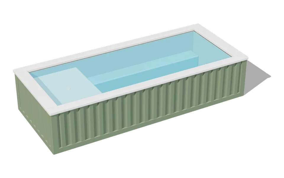 Illustrative render of a ReadyPool with Sage exterior paint