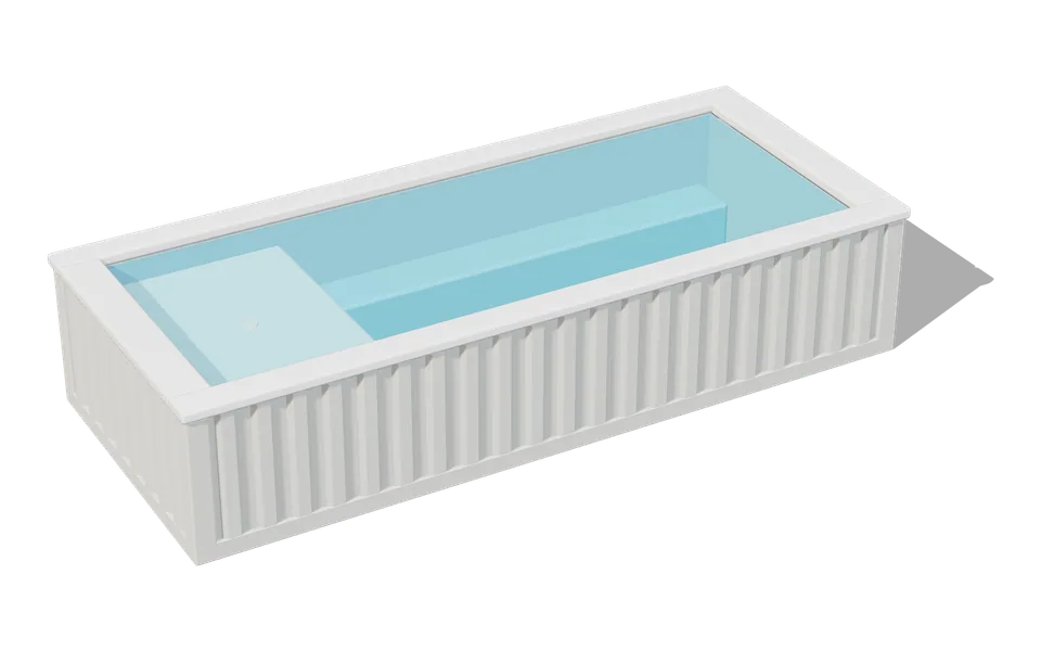 Illustrative render of a ReadyPool with White exterior paint